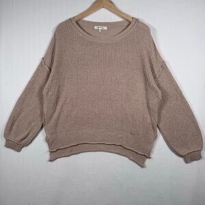 Miracle USA Waffle Knit Oversized Sweater Womens Pullover Slouchy Size S/M Tan